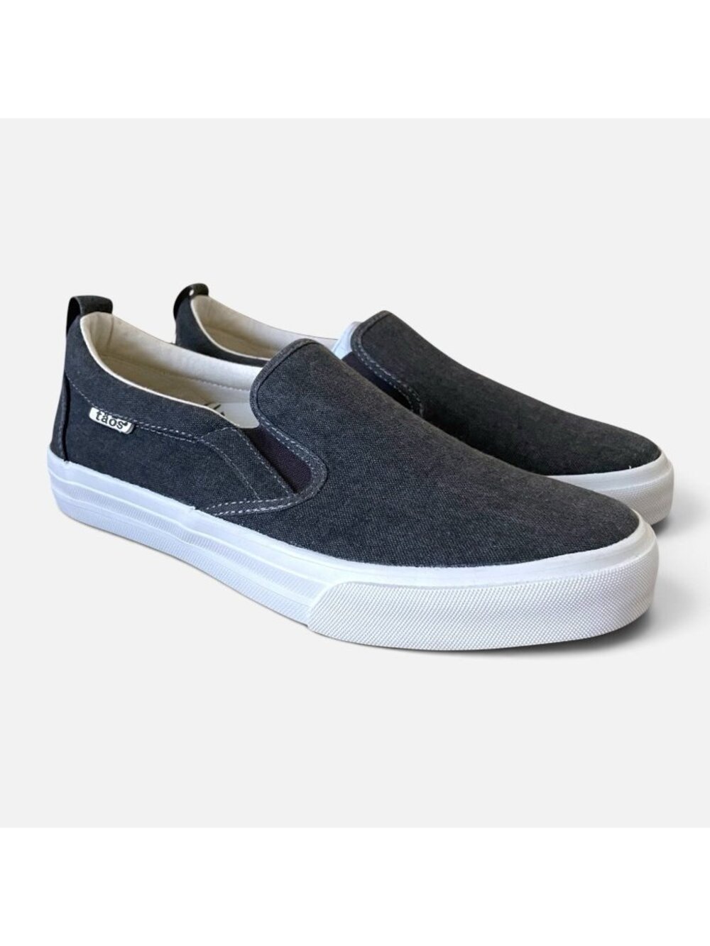 Taos Womens Rubber Soul Sneaker Sz 9.5 Washed Charcoal Gray Slip On Comfort Shoe